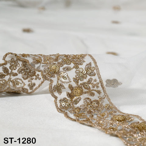 Dyeable Gold Embroidered Dupatta Net Sequin Stole, Bridal Wedding Chunni, Custom Color Dupatta for Lehenga, Indian Wedding Scarf Gift
