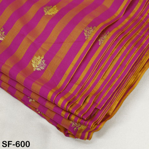 70gsm Pure Silk Fabric by The Yard Stripes Brocade Indian Wedding Dress Bridesmaids Costumes Blouses Pants Dresses Home Decor Magenta Orange