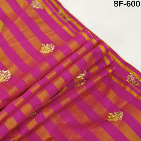 70gsm Pure Silk Fabric by The Yard Stripes Brocade Indian Wedding Dress Bridesmaids Costumes Blouses Pants Dresses Home Decor Magenta Orange