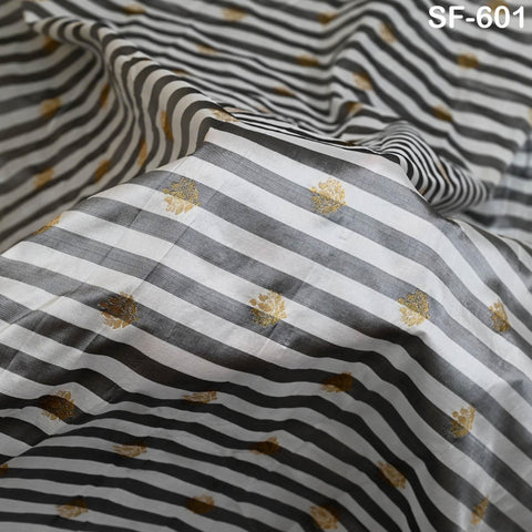 70gsm Pure Silk Fabric by The Yard Stripes Brocade Indian Wedding Dress Bridesmaids Costumes Blouses Pants Dresses Home Decor White Black