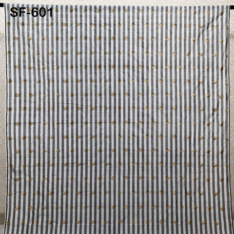 70gsm Pure Silk Fabric by The Yard Stripes Brocade Indian Wedding Dress Bridesmaids Costumes Blouses Pants Dresses Home Decor White Black