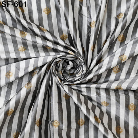 70gsm Pure Silk Fabric by The Yard Stripes Brocade Indian Wedding Dress Bridesmaids Costumes Blouses Pants Dresses Home Decor White Black