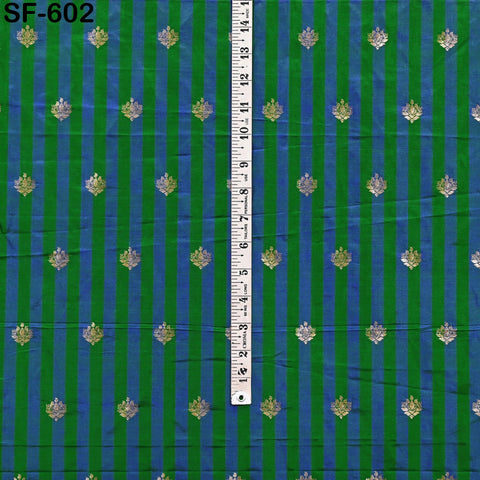 70gsm Pure Silk Fabric by The Yard Stripes Brocade Indian Wedding Dress Bridesmaids Costumes Blouses Pants Dresses Home Decor Green Blue