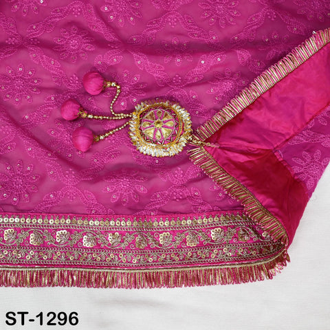 Magenta Georgette Dupatta Women Bridal Wedding lehenga Heavy Chunni Veil Sequin Scarf Indian Fabric Dress Woman Costumes Gift Her Bridesmaid