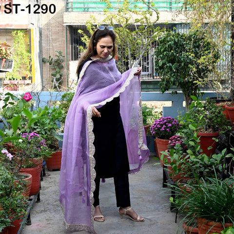 Dupatta Hand Embroidery Silk Organza Dupatta Light Weight Indian Bridal Wedding Lehenga Women Chunni Veil Scarf Crafting Dress Gift for Her