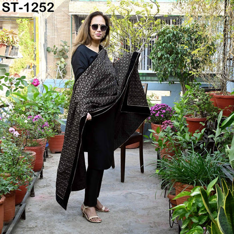 Black Velvet Embroidered Shawl Dupatta for Bridal Wear, Wedding Stole, Groom Sherwani Heavy Geometric Embroidery Scarf, Festive Wrap