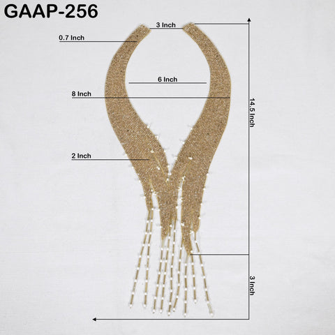 Handcrafted Beaded Collar Applique: Indian Embroidered Neckline Patch