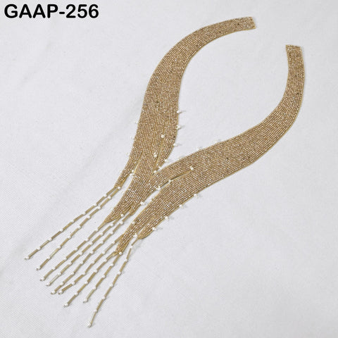 Handcrafted Beaded Collar Applique: Indian Embroidered Neckline Patch