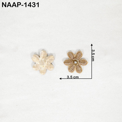 25 Pc Zardozi Embroidered Flower Appliques (3 cm): Indian Sewing Embellishments Antique Gold