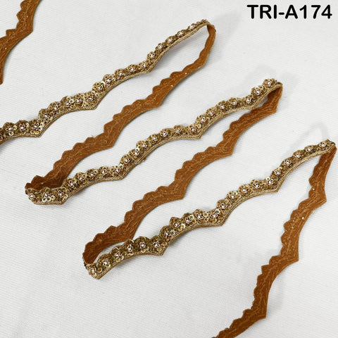 Gold Zardozi Trim: Indian Wedding Dress Ribbon, Sari Border - 9 Yard (2 cm)