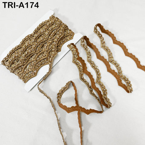 3 Yard Gold Zardozi Trim (2 cm) : Indian Wedding Dress Ribbon, Dupatta Sari Border
