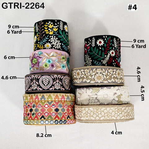 9-yard rolls Assorted Bundle of Trim Scrap Indian Embroidered Saree Ribbon Sari Border Embellishments Trimmings Assorted Colors Design