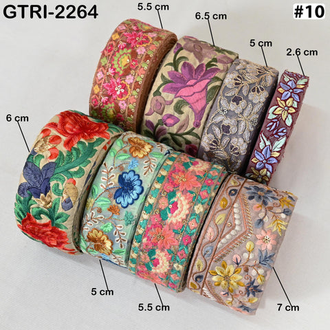 9-yard rolls Assorted Bundle of Trim Scrap Indian Embroidered Saree Ribbon Sari Border Embellishments Trimmings Assorted Colors Design