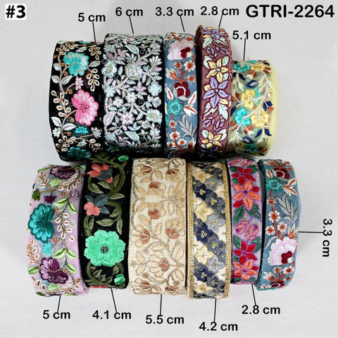 9-yard rolls Assorted Bundle of Trim Scrap Indian Embroidered Saree Ribbon Sari Border Embellishments Trimmings Assorted Colors Design