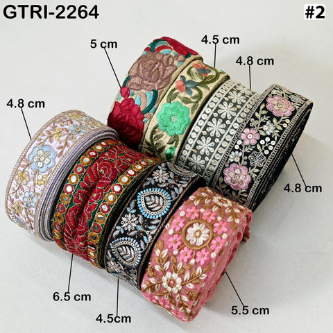 9-yard rolls Assorted Bundle of Trim Scrap Indian Embroidered Saree Ribbon Sari Border Embellishments Trimmings Assorted Colors Design