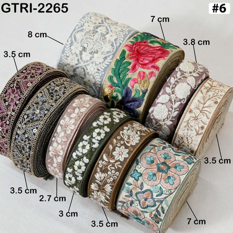 9-yard rolls Assorted Bundle of Trim Scrap Indian Embroidered Saree Ribbon Sari Border Embellishments Trimmings Assorted Colors Design