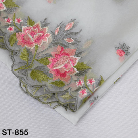 Green Organza Dupatta Embroidery Bridal Veil Indian Chunni Head Scarf Crafting Sewing Wedding Dress Lehenga Costume Doll Making Gift for Her