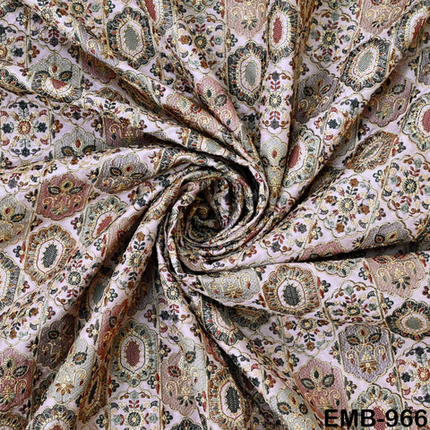 Pink Embroidered Fabric by the yard Sewing DIY Crafting Embroidery Dresses Costumes Regency Reticules Victorian Handbags Junk Journals