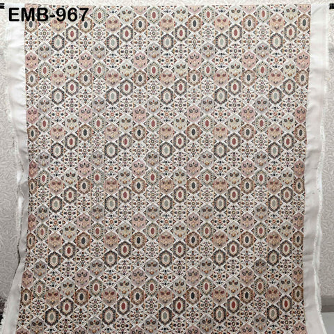 Ivory Embroidered Fabric by the yard Sewing DIY Crafting Embroidery Dresses Costumes Regency Reticules Victorian Handbags Junk Journals