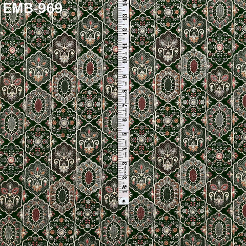 Green Embroidery Velvet Fabric by the yard for Wedding Dress Regency Reticules, Victorian Handbags, Clutches, Marie Antoinette Junk Journal