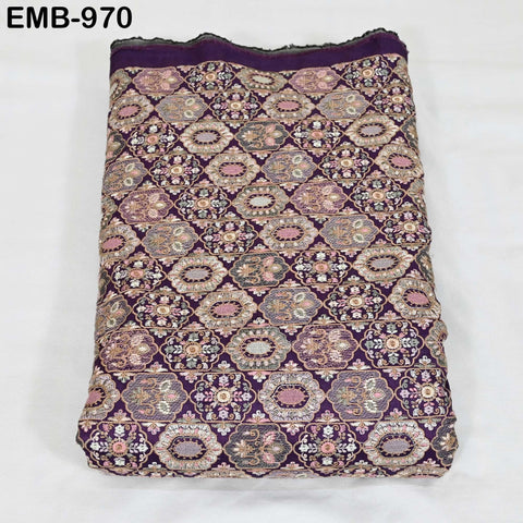 Mauve Embroidered Fabric by the yard Sewing DIY Crafting Embroidery Dresses Costumes Regency Reticules Victorian Handbags Junk Journals