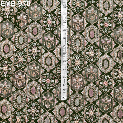 Olive Green Embroidery Velvet Fabric by the yard Wedding Dress Regency Reticules Victorian Handbags, Clutches, Marie Antoinette Junk Journal