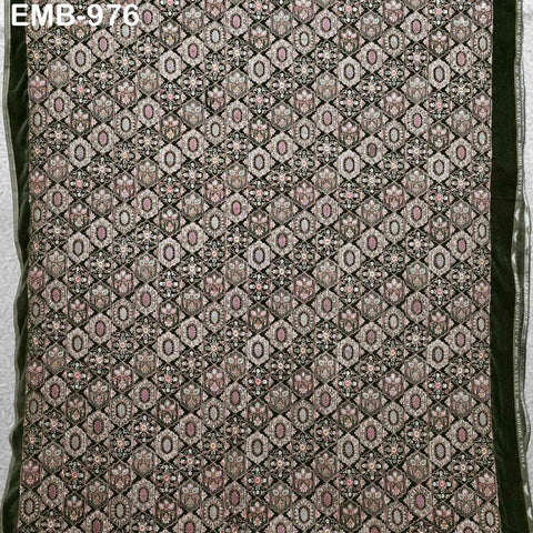 Olive Green Embroidery Velvet Fabric by the yard Wedding Dress Regency Reticules Victorian Handbags, Clutches, Marie Antoinette Junk Journal