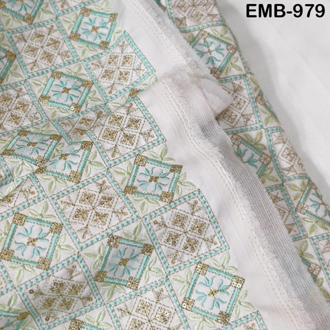 White Embroidered Fabric by the yard Sewing DIY Crafting Embroidery Wedding Costumes Dolls Tote Bag Renaissance Dress Home Decor Upholstery