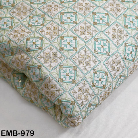 White Embroidered Fabric by the yard Sewing DIY Crafting Embroidery Wedding Costumes Dolls Tote Bag Renaissance Dress Home Decor Upholstery