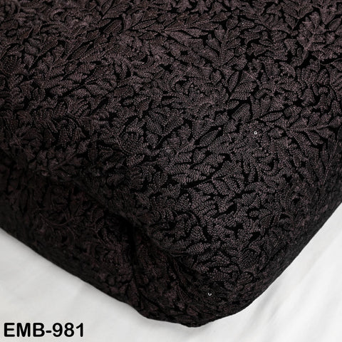 Black Indian Embroidered Velvet Fabric by the yard Sewing DIY Crafting Wedding Dress Costumes Doll Cushion Cover Table Runner Quilting