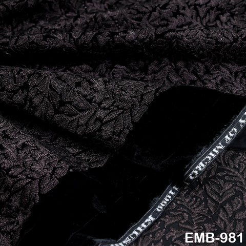 Black Indian Embroidered Velvet Fabric by the yard Sewing DIY Crafting Wedding Dress Costumes Doll Cushion Cover Table Runner Quilting