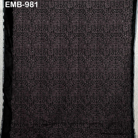 Black Indian Embroidered Velvet Fabric by the yard Sewing DIY Crafting Wedding Dress Costumes Doll Cushion Cover Table Runner Quilting