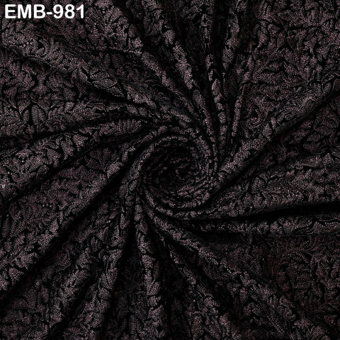 Black Indian Embroidered Velvet Fabric by the yard Sewing DIY Crafting Wedding Dress Costumes Doll Cushion Cover Table Runner Quilting