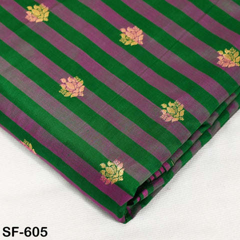 70gsm Pure Silk Fabric by The Yard Stripes Brocade Indian Wedding Dress Bridesmaids Costumes Blouses Pants Dresses Home Decor Green Fuchsia