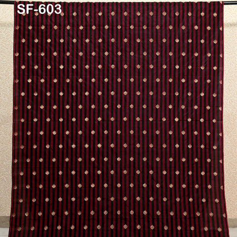 70gsm Pure Silk Fabric by The Yard Stripes Brocade Indian Wedding Dress Bridesmaids Costumes Blouses Pants Dresses Home Decor Red, Black