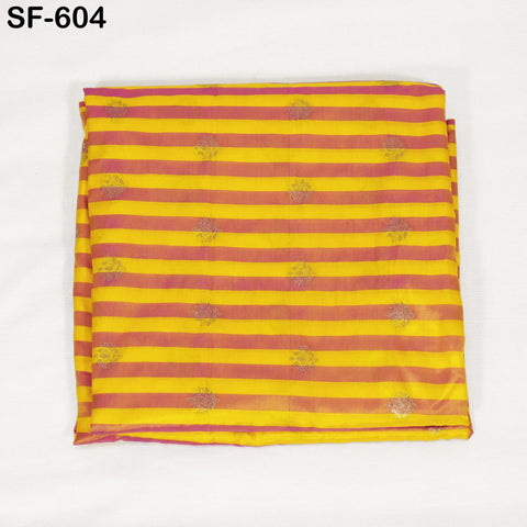 70gsm Pure Silk Fabric by The Yard Stripes Brocade Indian Wedding Dress Bridesmaids Costumes Blouses Pants Dresses Home Decor Magenta Yellow