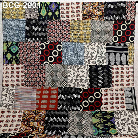 54'' Cotton Stitched Patchwork Fabric by Yard Indian Hand Block Printed Quilting Crafting Curtains Summer Women Kids Apparels Boho Gypsy