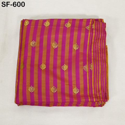 70gsm Pure Silk Fabric by The Yard Stripes Brocade Indian Wedding Dress Bridesmaids Costumes Blouses Pants Dresses Home Decor Magenta Orange