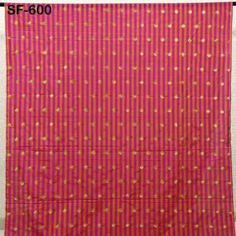70gsm Pure Silk Fabric by The Yard Stripes Brocade Indian Wedding Dress Bridesmaids Costumes Blouses Pants Dresses Home Decor Magenta Orange