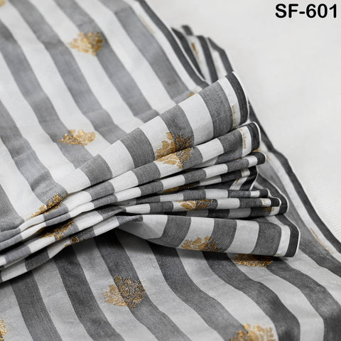 70gsm Pure Silk Fabric by The Yard Stripes Brocade Indian Wedding Dress Bridesmaids Costumes Blouses Pants Dresses Home Decor White Black