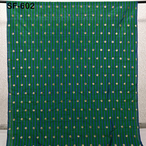 70gsm Pure Silk Fabric by The Yard Stripes Brocade Indian Wedding Dress Bridesmaids Costumes Blouses Pants Dresses Home Decor Green Blue