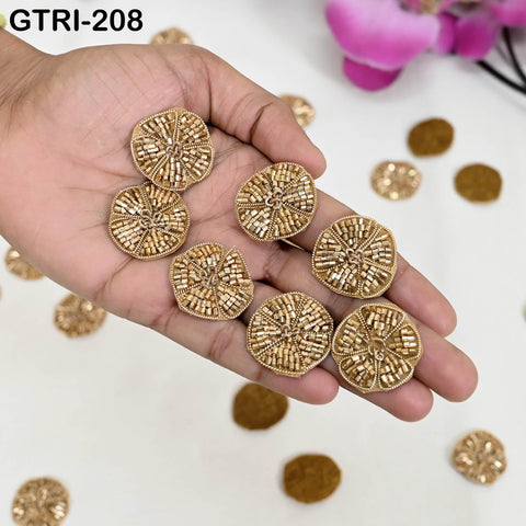 50 pc Handmade Beaded Appliques Patches Flower Indian Sewing Wedding Dresses Handcrafted Beaded Patches DIY Crafting Supply Embellishments