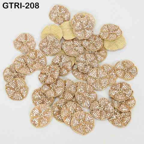 50 pc Handmade Beaded Appliques Patches Flower Indian Sewing Wedding Dresses Handcrafted Beaded Patches DIY Crafting Supply Embellishments