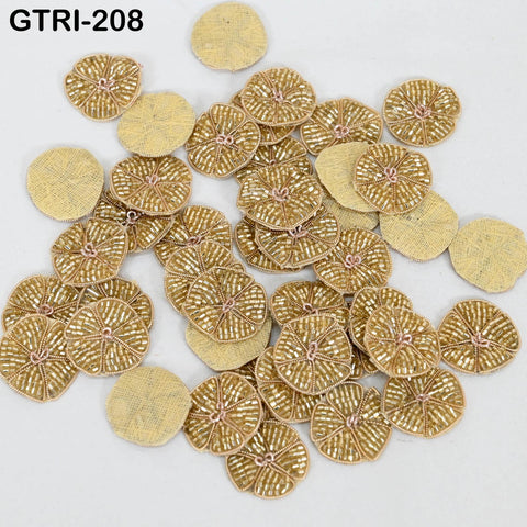 50 pc Handmade Beaded Appliques Patches Flower Indian Sewing Wedding Dresses Handcrafted Beaded Patches DIY Crafting Supply Embellishments
