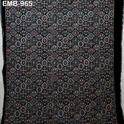 Embroidery Velvet Fabric by the yard for Indian Wedding Dress Regency Reticules, Victorian Handbags, Clutches, Marie Antoinette Junk Journal