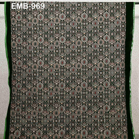 Green Embroidery Velvet Fabric by the yard for Wedding Dress Regency Reticules, Victorian Handbags, Clutches, Marie Antoinette Junk Journal