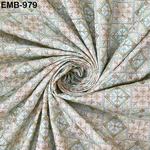 White Embroidered Fabric by the yard Sewing DIY Crafting Embroidery Wedding Costumes Dolls Tote Bag Renaissance Dress Home Decor Upholstery