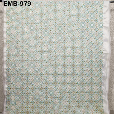 White Embroidered Fabric by the yard Sewing DIY Crafting Embroidery Wedding Costumes Dolls Tote Bag Renaissance Dress Home Decor Upholstery