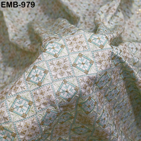 White Embroidered Fabric by the yard Sewing DIY Crafting Embroidery Wedding Costumes Dolls Tote Bag Renaissance Dress Home Decor Upholstery