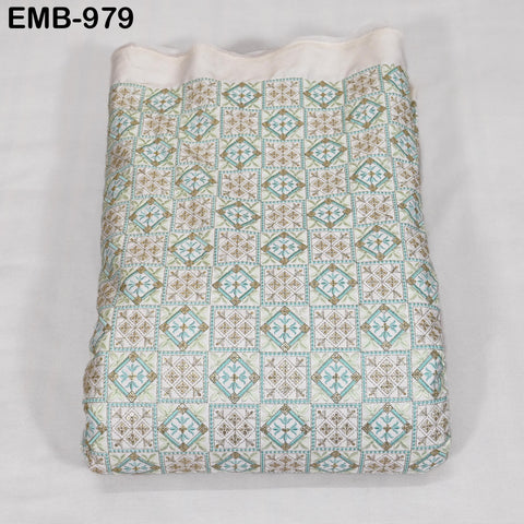 White Embroidered Fabric by the yard Sewing DIY Crafting Embroidery Wedding Costumes Dolls Tote Bag Renaissance Dress Home Decor Upholstery